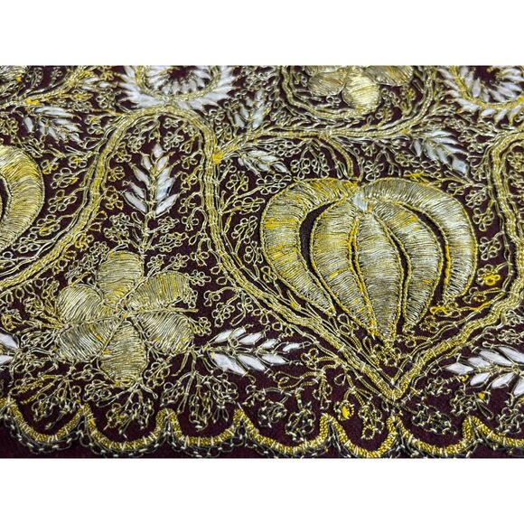 18th Century Embroidered Zardozi Gold Thread Tapestry India Wall Hanging - Picture 3 of 8